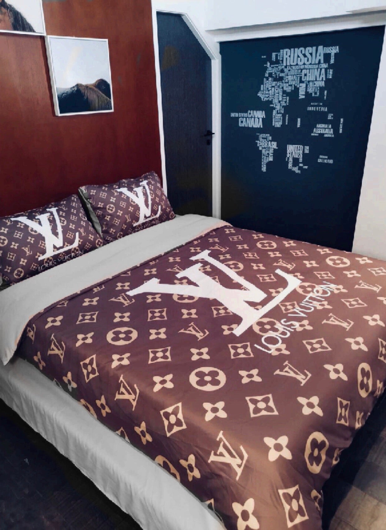 4pcs Queen Bed Louis Vuitton Doona Quilt Cover Bedding Set