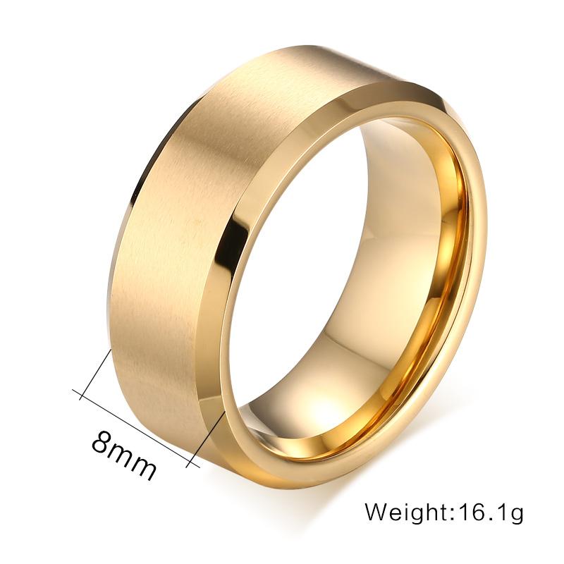 Gold Tungsten Engagement Ring Brushed Flat Black Wedding Band Plated W –  Dream Luna Boutique