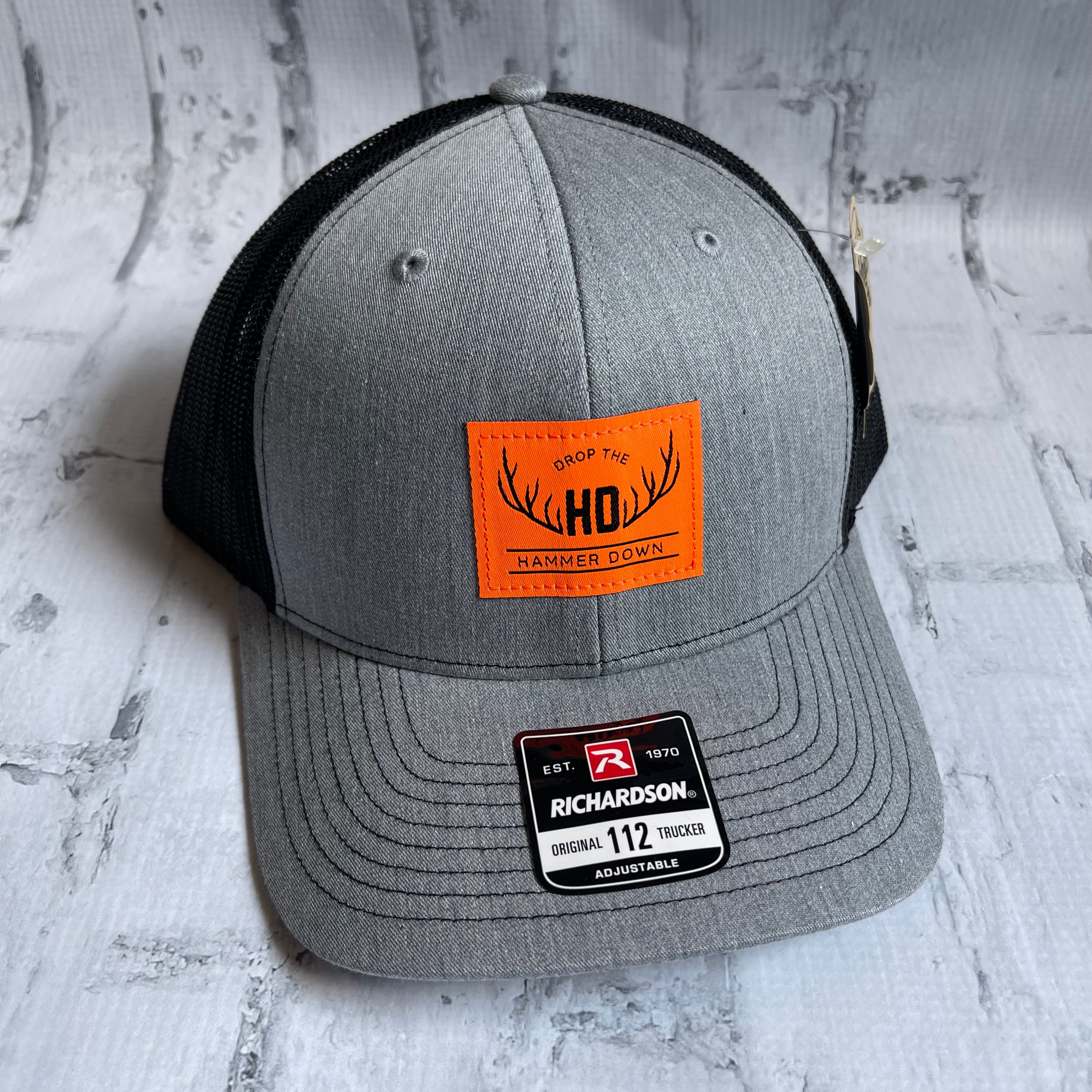 Hammer Down "Orange DTH Antlers" Hat - Heather Gray with Leather Patch