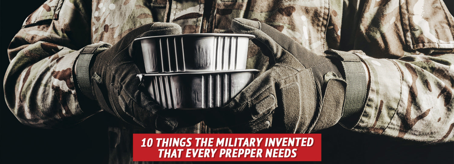 A man in military uniform holding a stack of MREs.