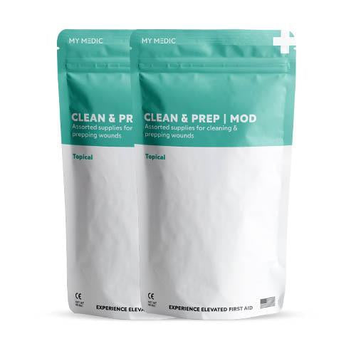 2 clean and prep packs for wound treatment