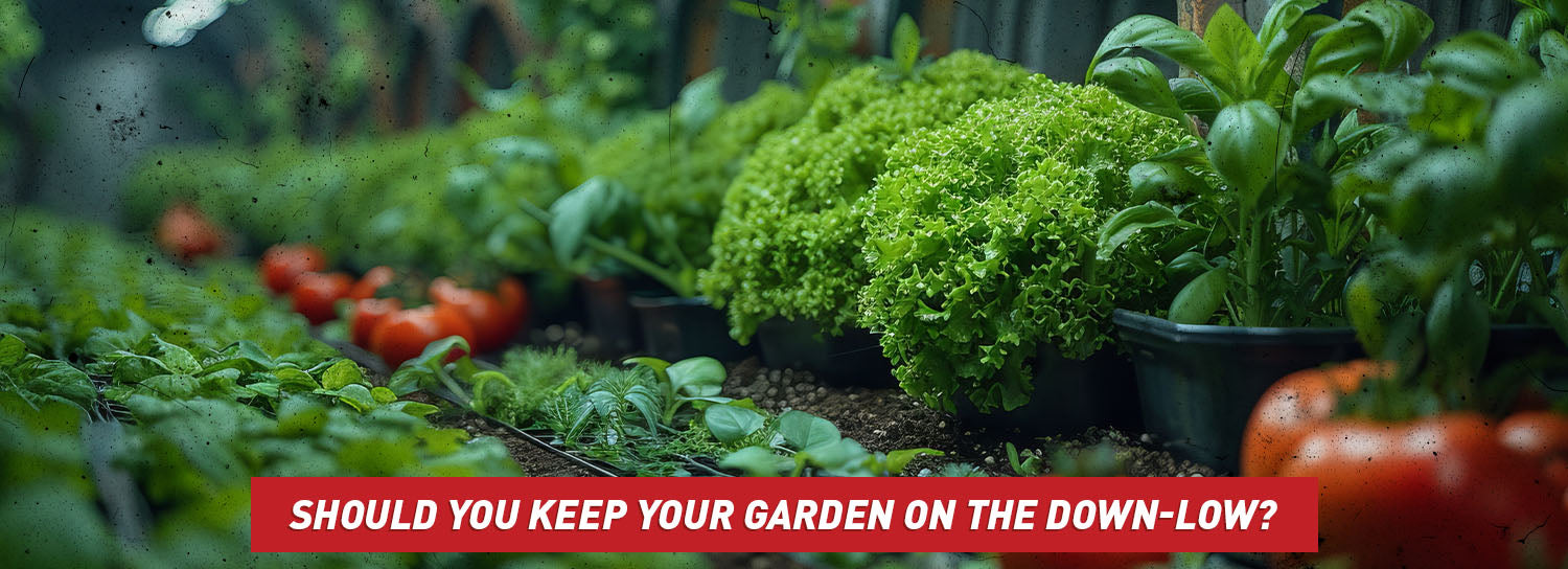 A row of fresh, green vegetables in a greenhouse.