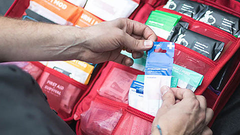 Inside view of survival first aid kit pack