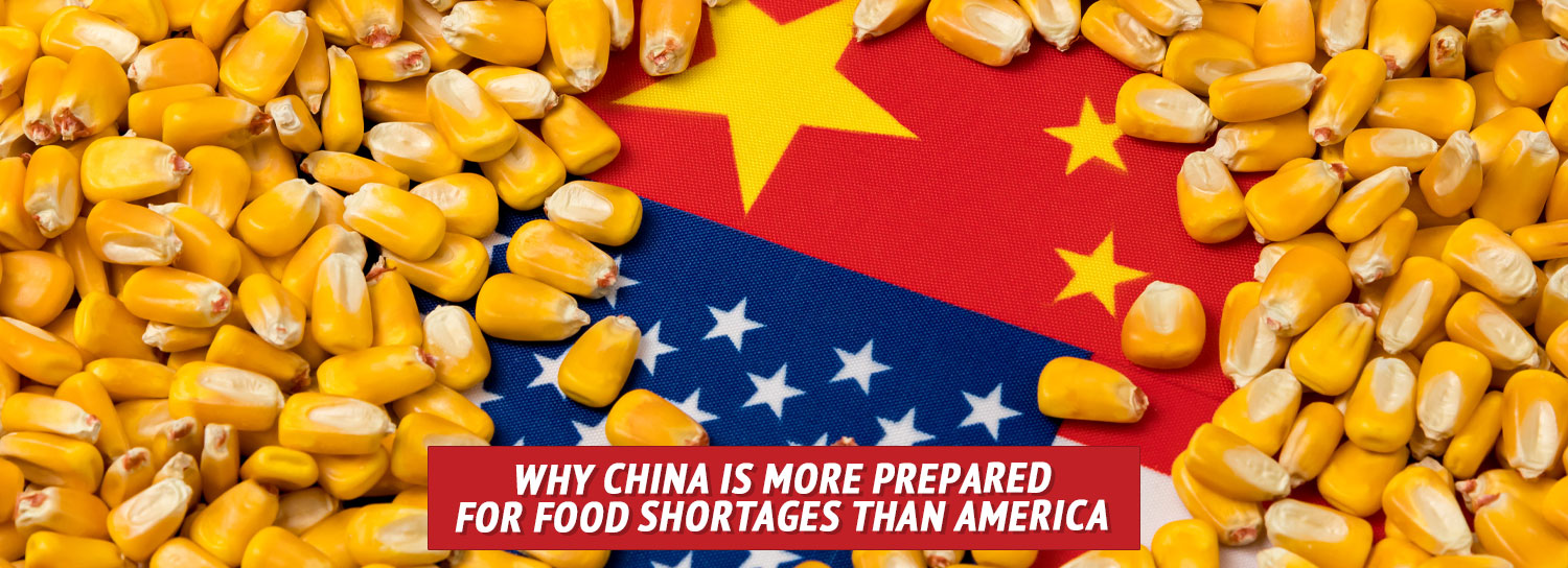 The Chinese flag covered in corn kernels.