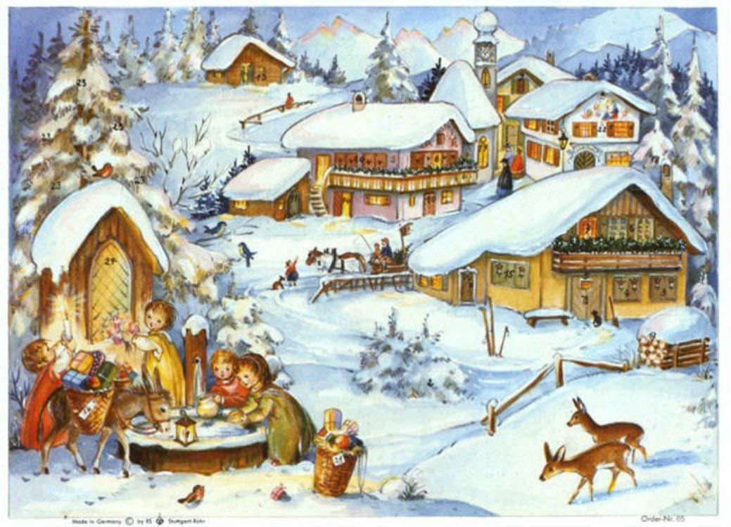 Medium Traditional German Advent Calendars Old World Villages & Natu