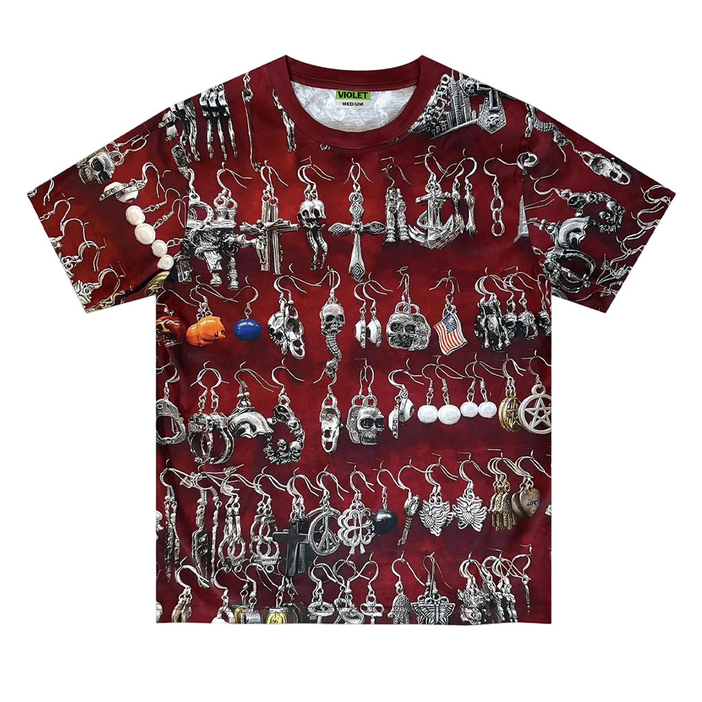 Violet Skateboards Earings Tee Shirt -Red