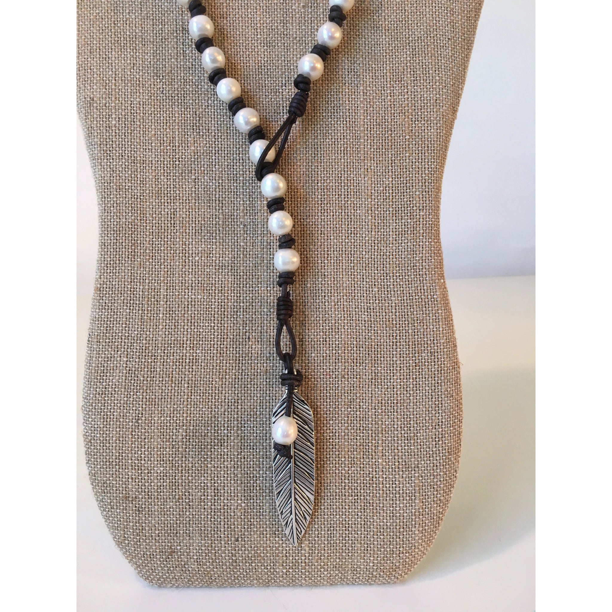 pearl and leather lariat necklace