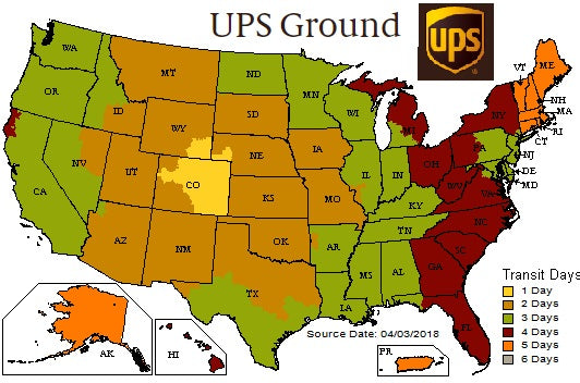 UPS Ground Shipping US Map