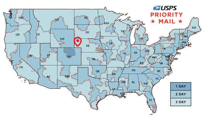 USPS Priority Shipping US Map