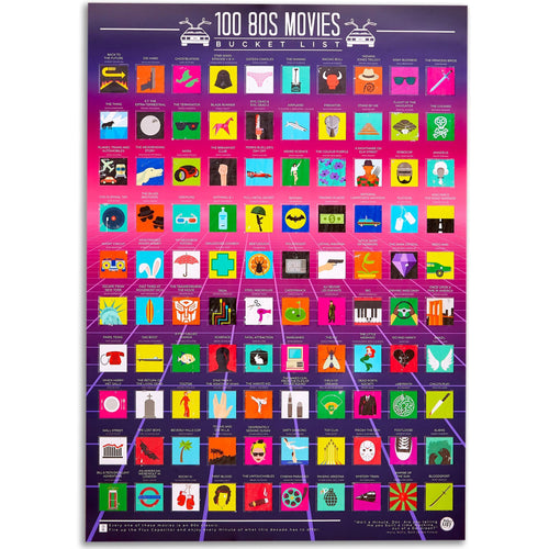 100 80's Movies Scratch-Off Bucket List Poster