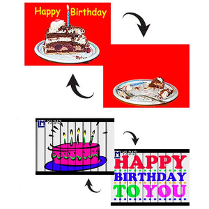 2 Happy Birthday  - 3D Action Lenticular Postcard Greeting Cards- NEW - 3Dstereo.com