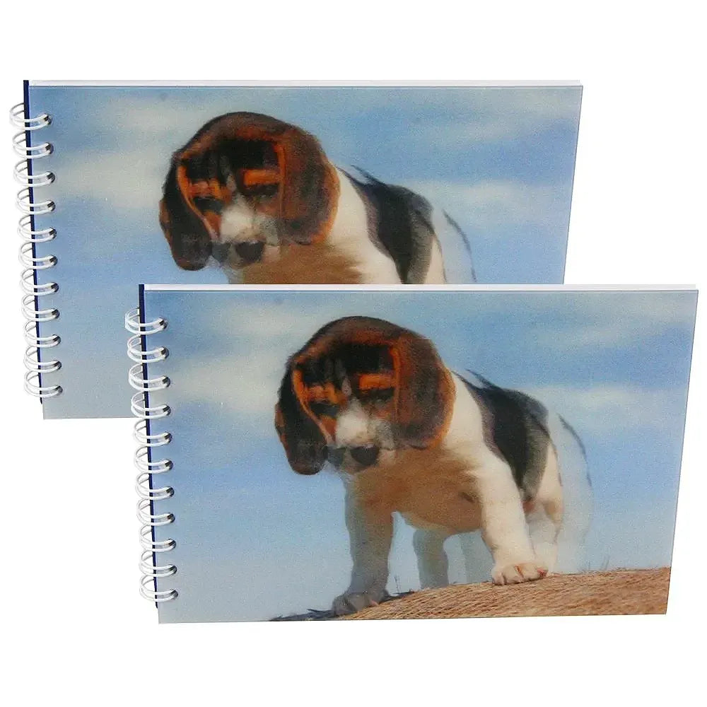 BEAGLE DOG - Two (2) Notebooks with 3D Lenticular Covers - Graph lined Pages - NEW