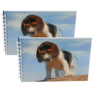 BEAGLE DOG - Two (2) Notebooks with 3D Lenticular Covers - Lined Pages - NEW - 3Dstereo.com