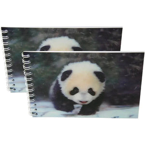 PANDA CUB - Two (2) Notebooks with 3D Lenticular Covers - Unlined Pages - NEW - 3Dstereo.com