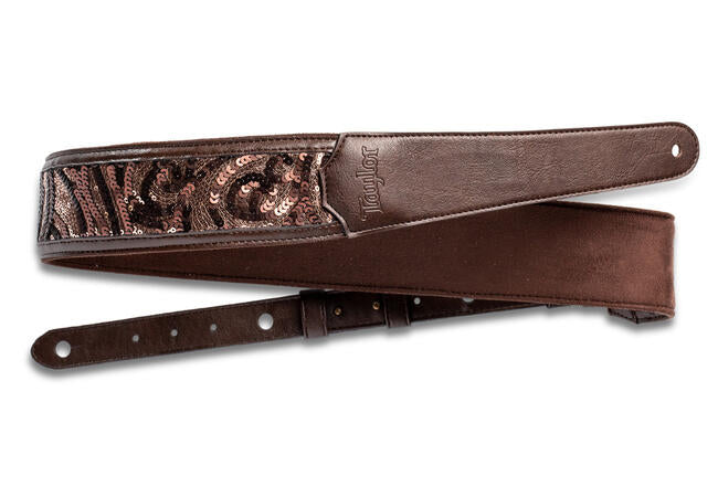Taylor 4204-22 2.25" Vegan Leather Guitar Strap - Chocolate Brown Sequin