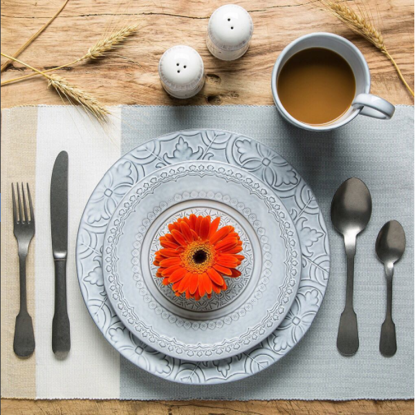 place setting with dishes