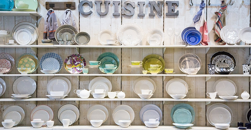 wall of dishes