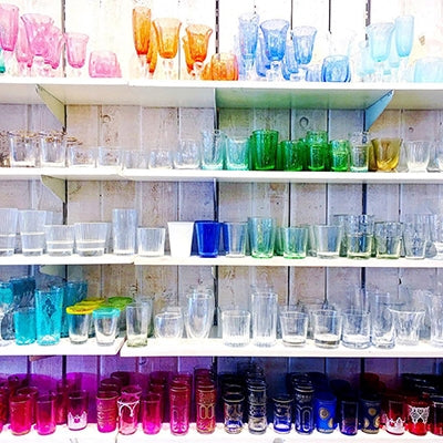 glass drinkware shelf
