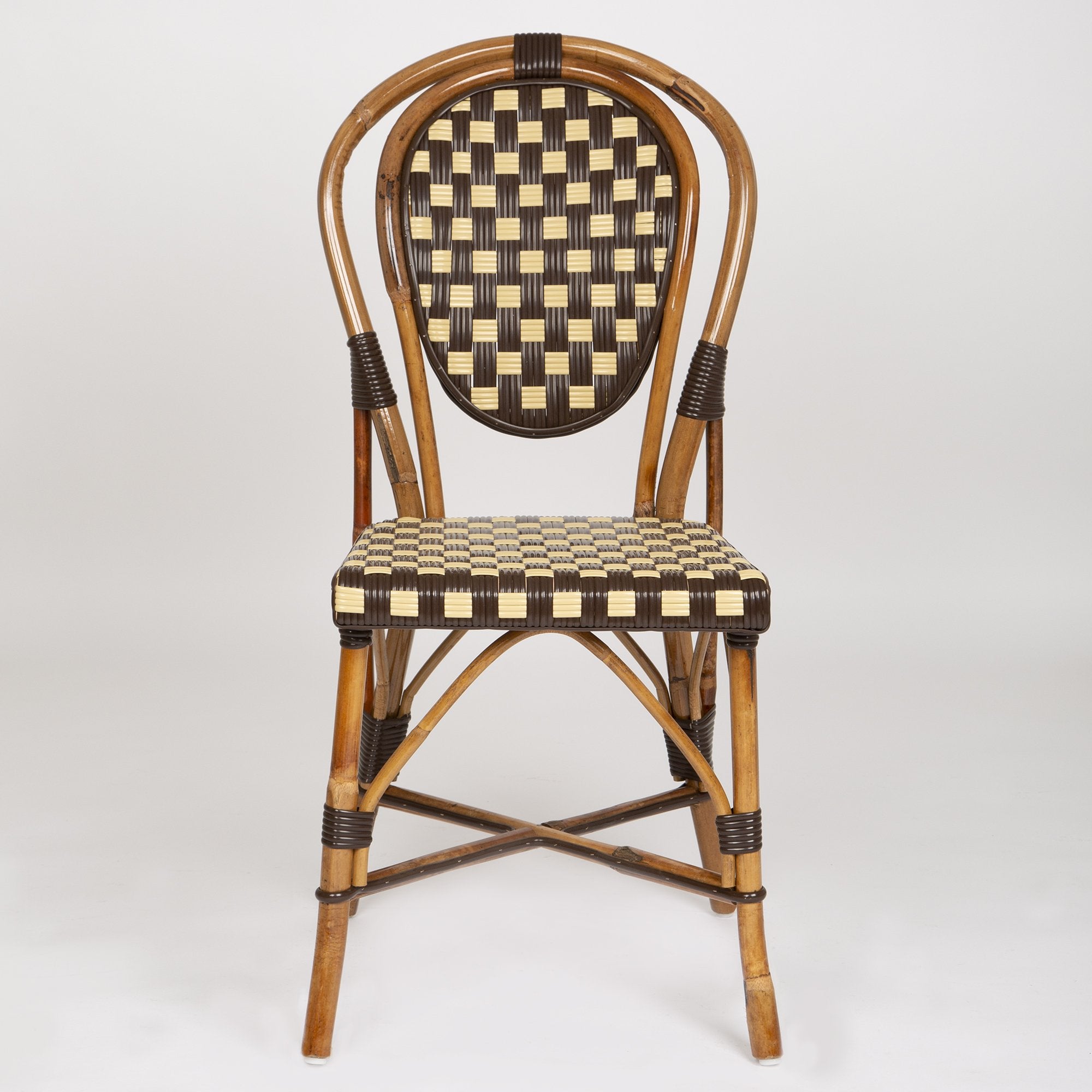 Brown and Beige Mediterranean Bistro Chair (22-Damier)