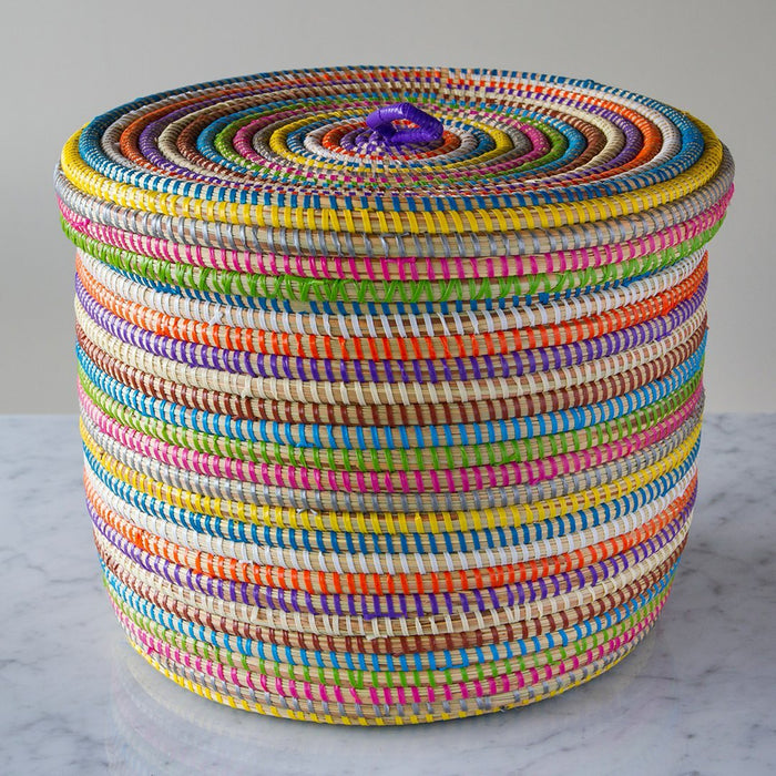 Multi African Basket With Lid (9.5"h) — Maison Midi