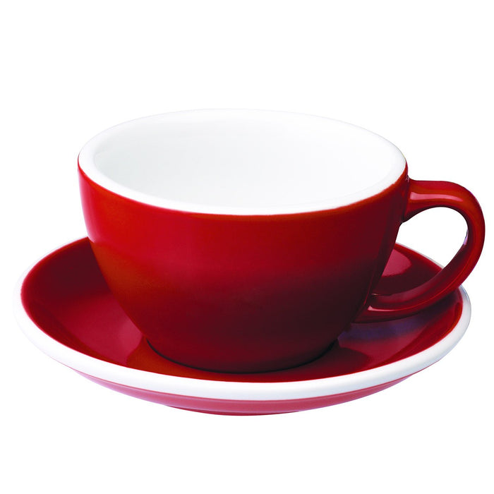 Red Caf  Latte Cup  and Saucer  10 oz   Maison Midi