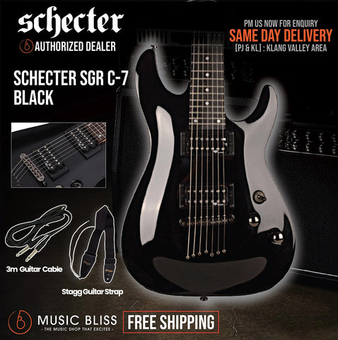 Schecter SGR C-7 Electric Guitar - Black - Music Bliss Malaysia