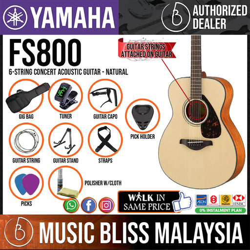 Yamaha FS800 Small Body Acoustic Guitar, Natural