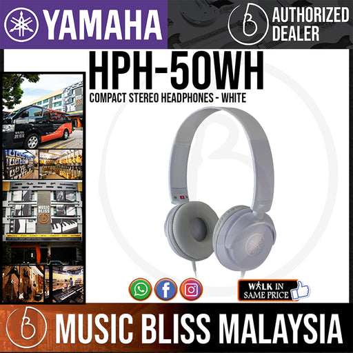 Yamaha HPH-100 Dynamic Closed Headphones - White | Music Bliss