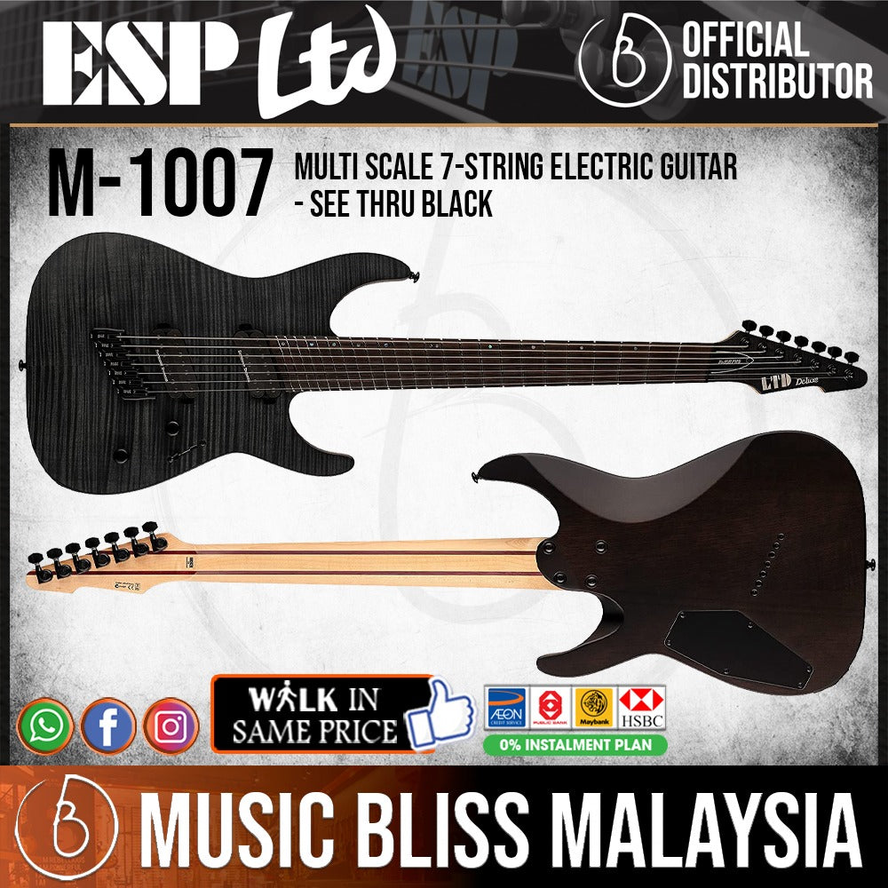 ESP LTD M-1007 Multi-Scale - See Thru Black Satin | Music Bliss