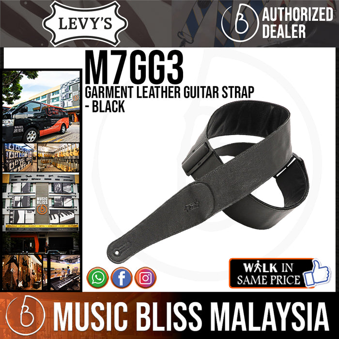 Levy's M7GG3 Garment Leather Guitar Strap - Black | Music Bliss Malaysia
