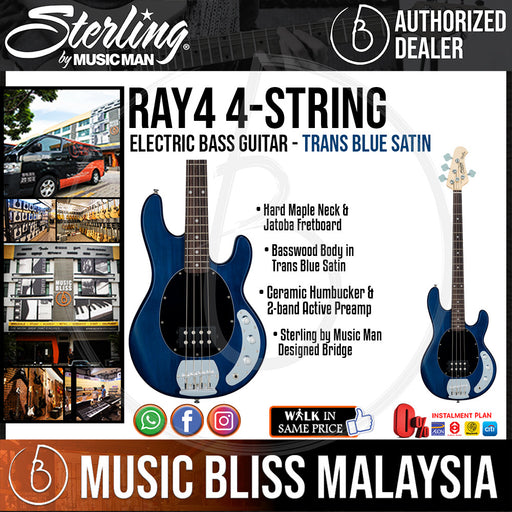 Sterling by Music Man StingRay Ray5 Bass Guitar in Trans Blue Satin,  5-String : : Musical Instruments, Stage & Studio