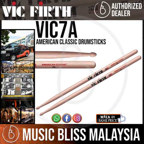 Vic Firth VIC 5ANVG American Classic Hickory Vic Grip 5A Nylon Tip  Drumsticks 5ANVG - Musicians Cart