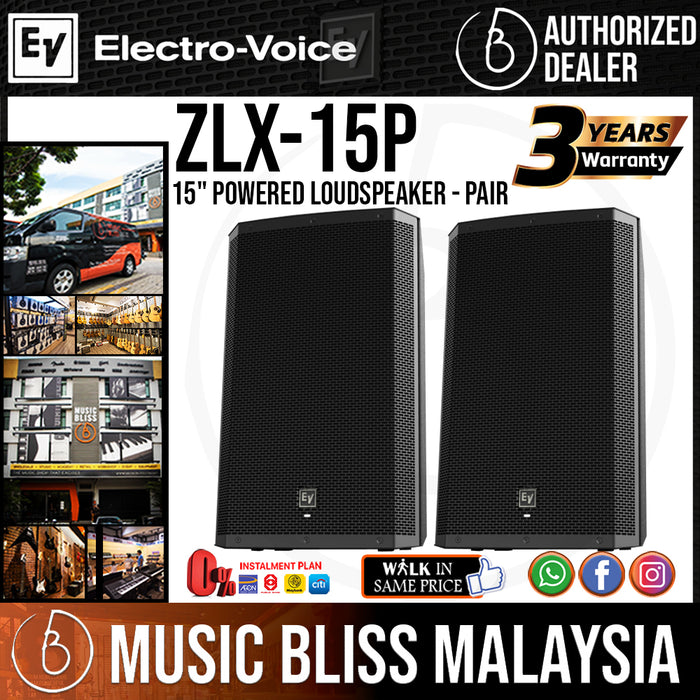 EV Electro-Voice ZLX-15P 1000W 15" Powered Loudspeaker - Pair (Electro Voice ZLX15P) *Crazy Sales Promotion* - Music Bliss Malaysia
