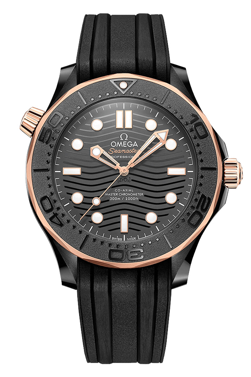 Omega Seamaster Diver 300m Black Ceramic Sedna Gold 2106244200100 Topper Fine Jewelers 