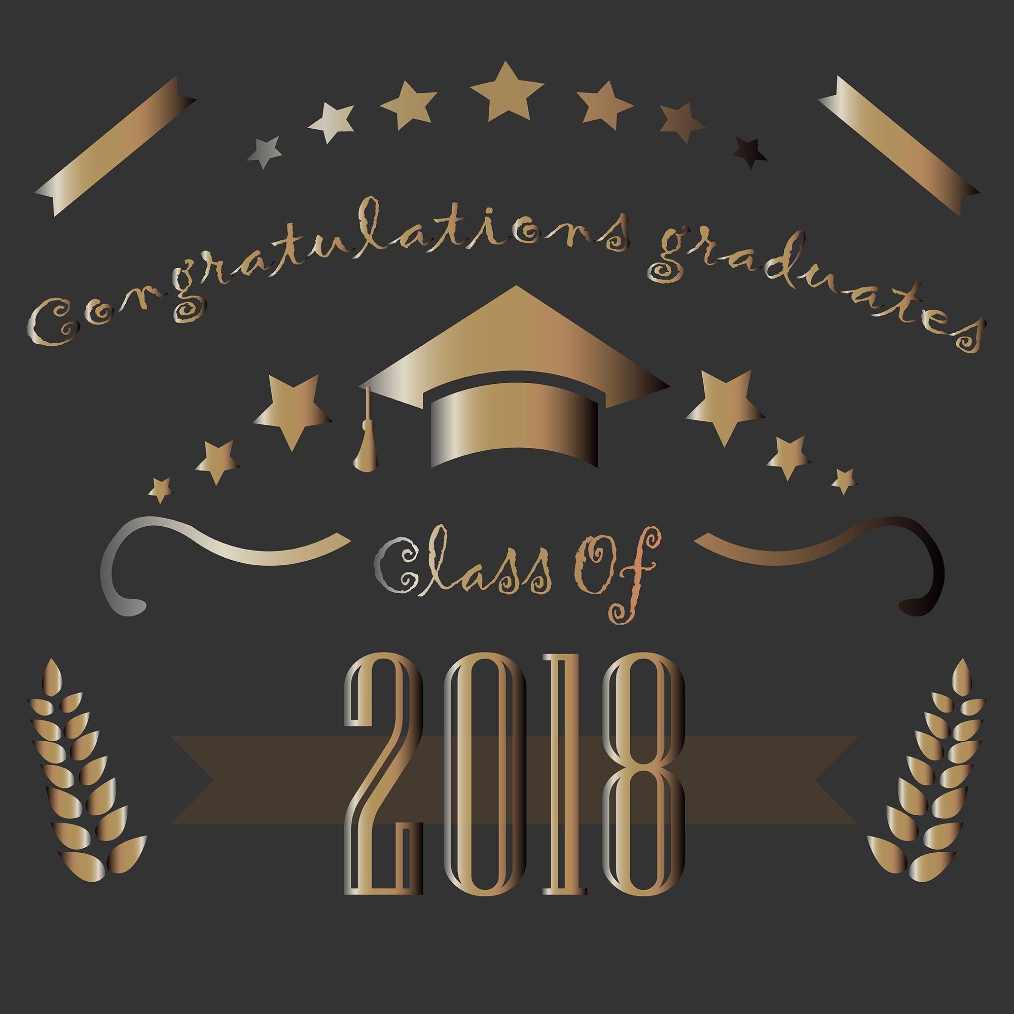 graduation banner congratulations 2019 Black Bachelor Gold For Printed Dark On Cap