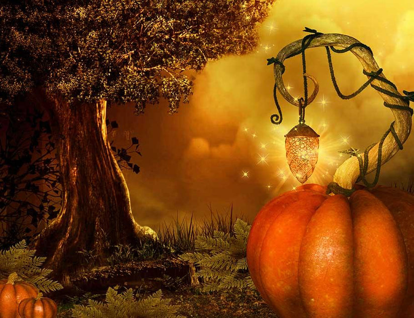 Printed Pumpkin Tree For Halloween Photography Backdrop J-0505 ...