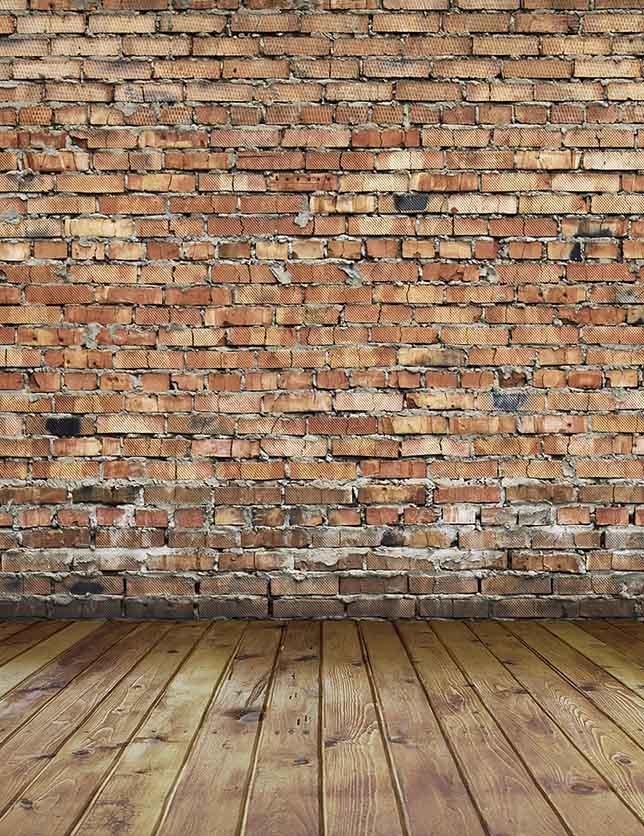 Senior Red Brick  Wall  Texture With Wood  Floor  Photo 