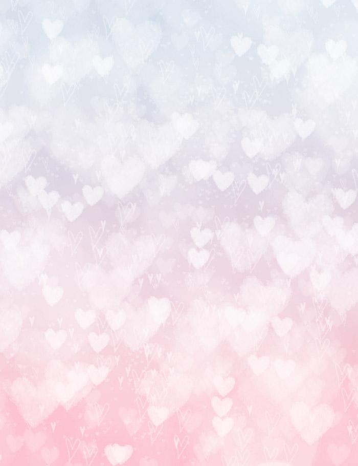 Silver Hearts Bokeh With Pink  And White  Background  