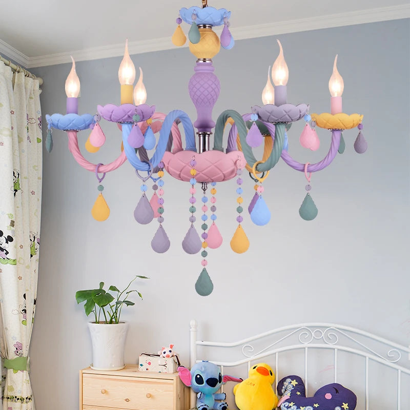 Enchanting Rainbow Crystal Chandelier Fairytale Ceiling Light for Kids