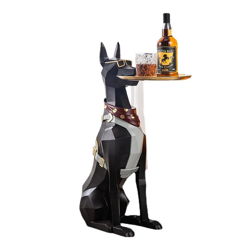 Creative Large Resin Doberman Dog Tray Table For Living Room & Bedroom