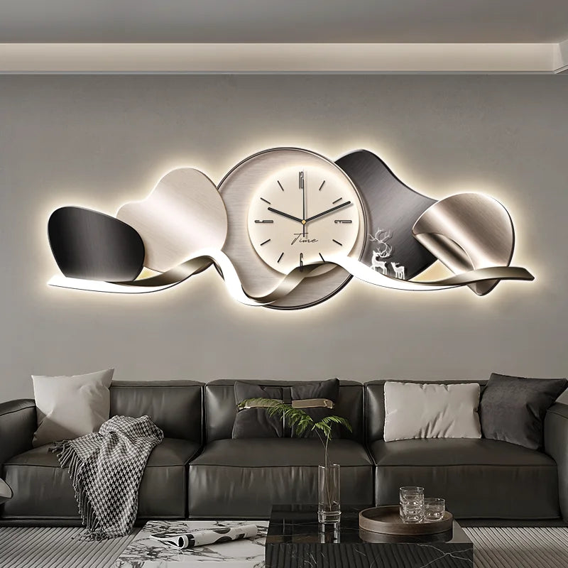 Creative 3D Wall Lamp with Clock – Luxury Home Decor for Living Room & Sofa Background