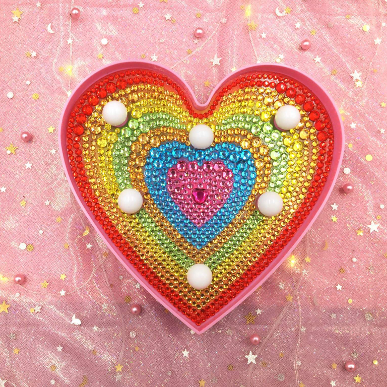 Crystal Rainbow Heart Led Light Diamond Painting Treasure Studios Art