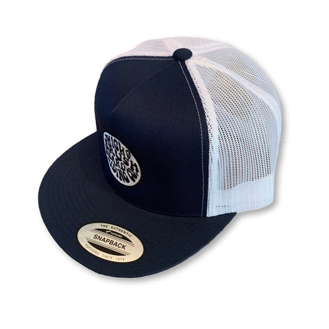 THIGHBRUSH® BEARD RIDING COMPANY - Trucker Snapback Hat - Navy Blue and White - Flat Bill