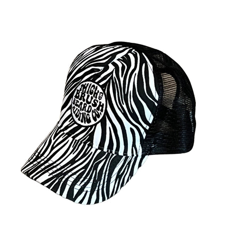 THIGHBRUSH® BEARD RIDING COMPANY - Ponytail Trucker Snapback Hat - Zebra