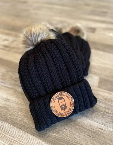 THIGHBRUSH® APPAREL COMPANY Premium 2-Tone Raccoon Fur Pom-Pom Beanies