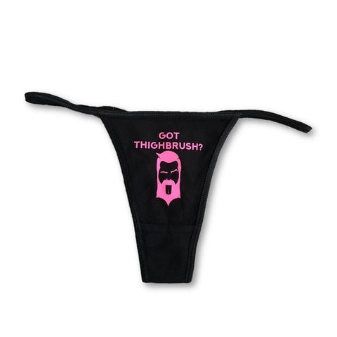 GOT THIGHBRUSH®? THONG UNDERWEAR - BLACK WITH PINK