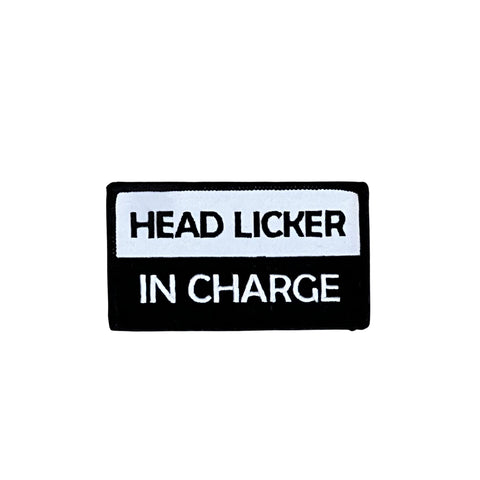 THIGHBRUSH® - “HEAD LICKER IN CHARGE” Rectangular Patch - Black and White