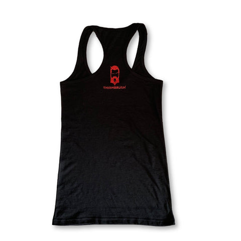 THIGHBRUSH® "THIGHBRUSH" - Women's Tank Top in Black with Red Glitter