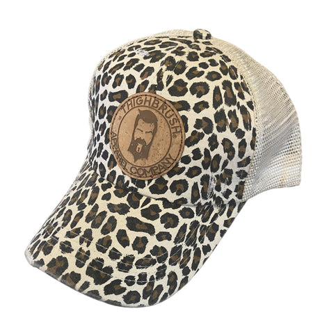 THIGHBRUSH® APPAREL COMPANY - Criss-Cross Ponytail Trucker Snapback Hat - Leopard