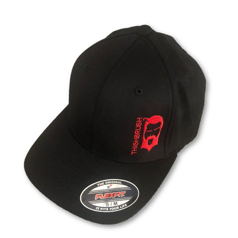 THIGHBRUSH® FLEXFIT Hat in Black with Red Log o and #THIGHBRUSHNATION ...